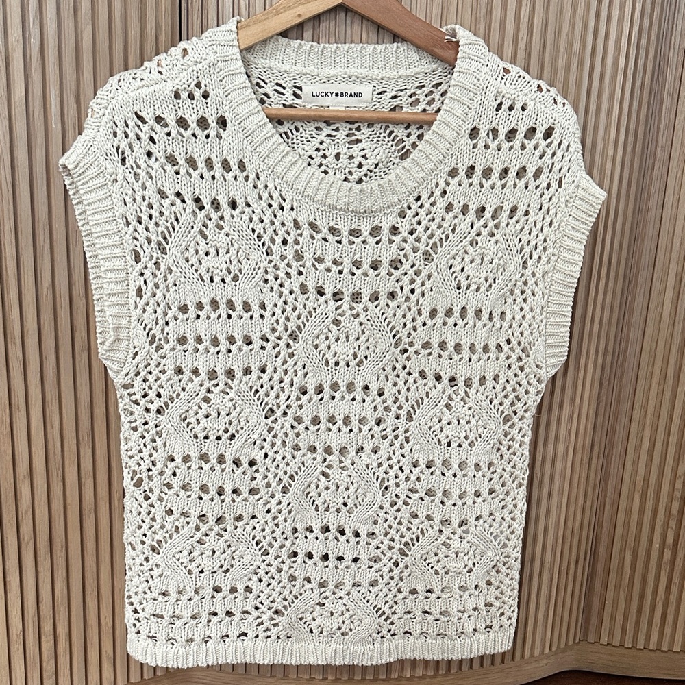 Lucky Brand Ivory Crochet Sleeveless Top